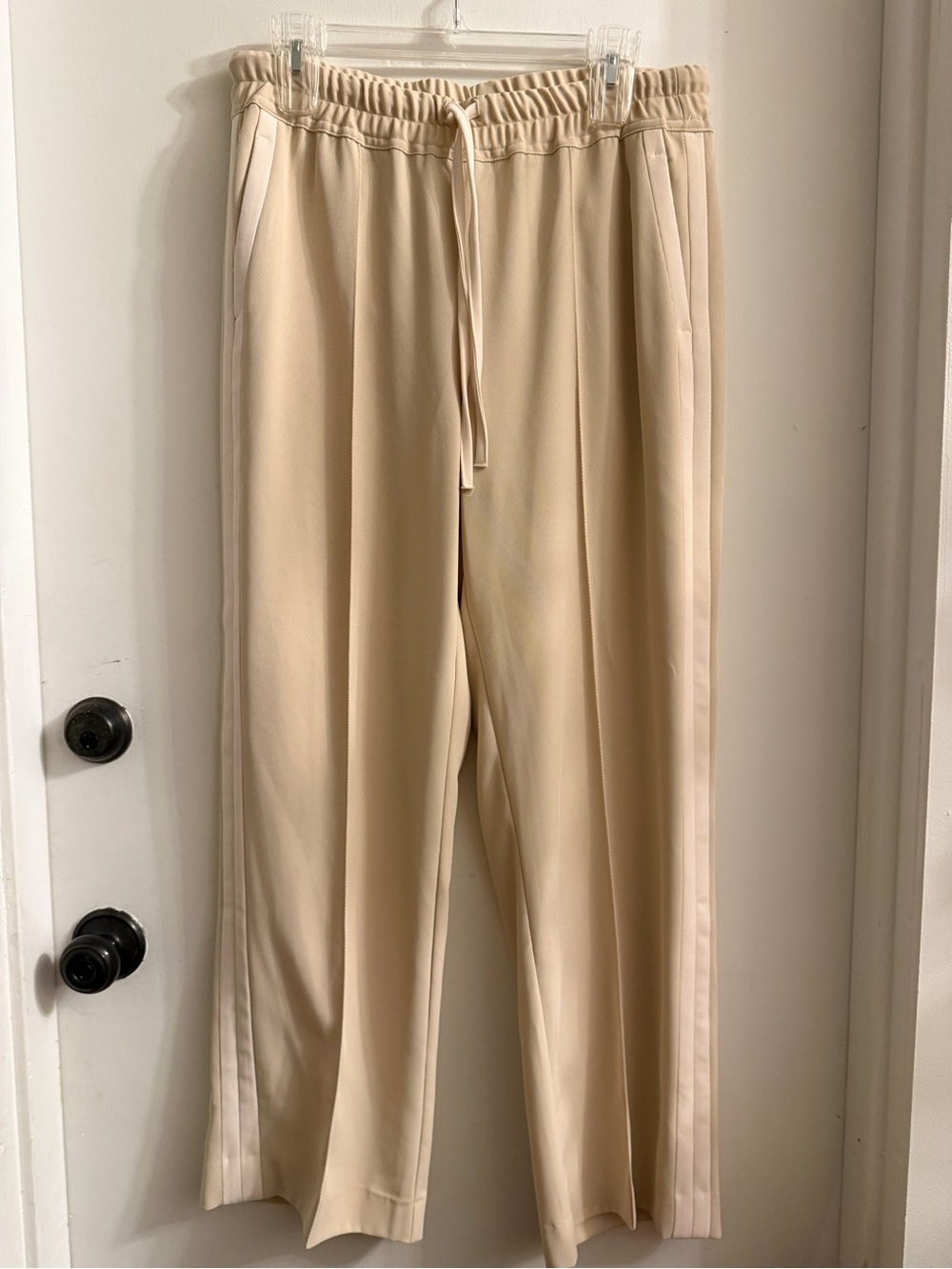 Reiss “Frazer” Wide Leg Side Stripe Trouser cream ivory size 8